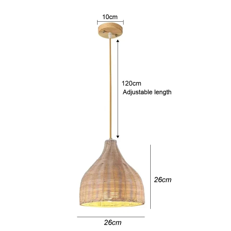 Rattan Chandelier Lampshade Natural Weaved Wicker Pendant Light for Home Restaurant Decor Rattan Hand-Woven Bamboo Lampshade