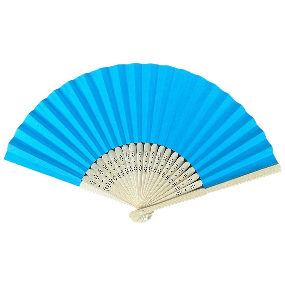 Hand Fan Bamboo Paper Fan Pocket Folding Fan Solid Color Guest Fans DIY Guest Gift for Wedding Birthday Summer Party