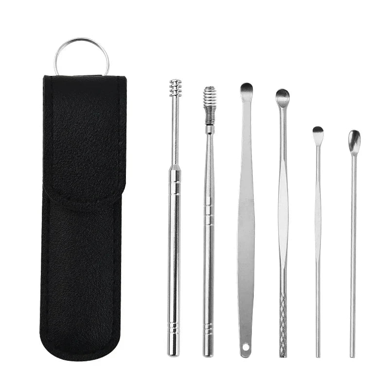 Effective 6Pcs Earwax Cleaning Tool with Spiral Earpick and Ear Curette, Ear Care Tool for Daily Use