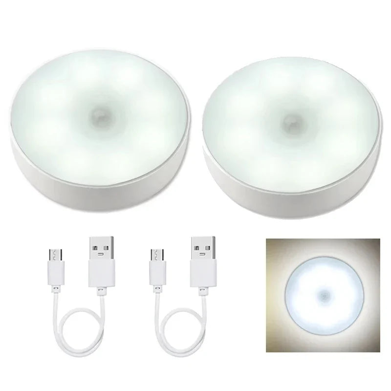 Motion Sensor LED Night Light USB Rechargeable Night Lamp For Kitchen Cabinet Wardrobe Lamp Staircase Wireless Closet Light