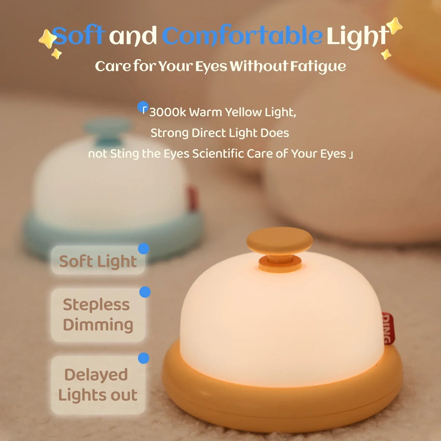 Kawaii Night Light Cute Desktop Decorative Lamp Baby Night Light Portable Night Lamp USB Rechargeable Children's Birthday Gift