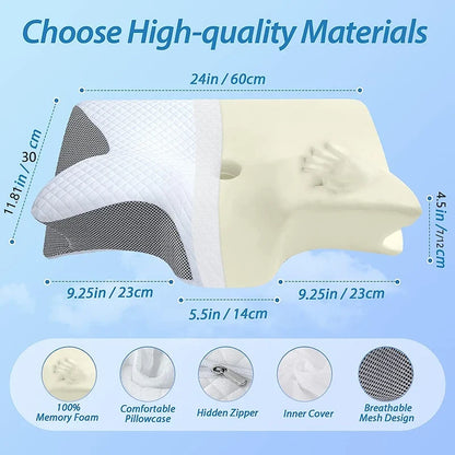 Comfortable Memory Foam Sleep Pillow Butterfly Sleep Memory Neck Pillow Cervical Orthopedic Neck Massage Slow Rebound Bed Pillow