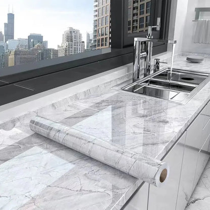 55cm Marble Self Adhesive Wallpaper Vinyl Contact paper PVC Waterproof Wall Stickers For Livingroom Kitchen Home Decor Film  ﻿