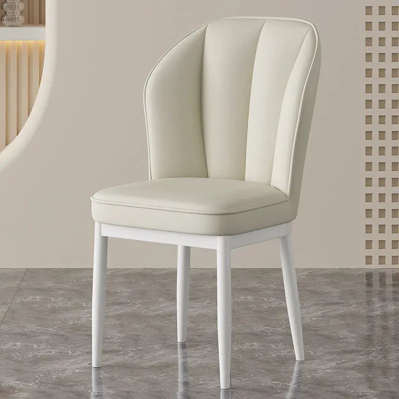 Cream Dining Chair - Modern Minimalist Lounge Chair with Wooden Legs, Mid-Century Accent Chair for Living Room & Dining Room