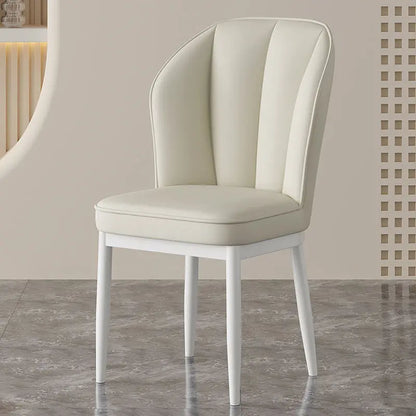 Cream Dining Chair - Modern Minimalist Lounge Chair with Wooden Legs, Mid-Century Accent Chair for Living Room & Dining Room