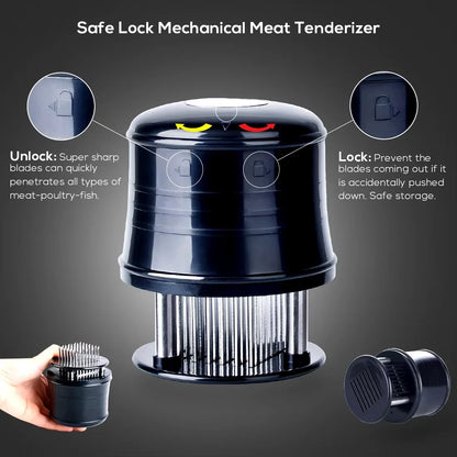 56 Ultra Sharp Blades Needle Meat Tenderizer Stainless Steel Meat Beaf Steak Tenderizer Tool With Safety Lock YY034