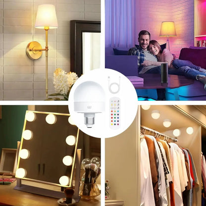 GGbingo 3 Color Temperatures Rechargeable Light Bulbs Remote Control Battery Operated Light Bulb with Timer Dimmable Lamp