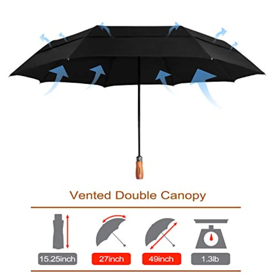 Large Folding Golf Umbrella - Compact Mens Umbrellas Travel Rain and Windproof 54inch Collapsible Automatic Open Close Umbrella