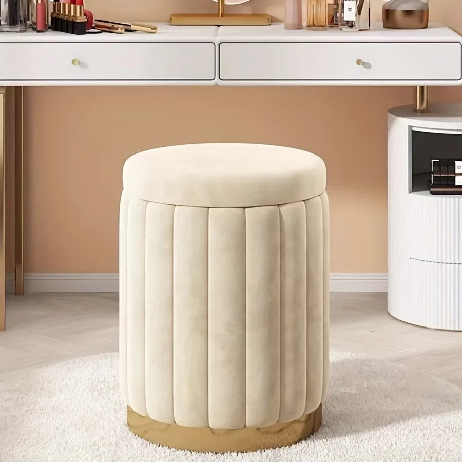 Fashion Storage Stool, Shoe Changing Stool, Makeup Stool, Bedroom Dressing Table Round Stool, New Round Stool with Storage Space