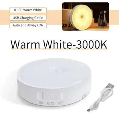 6PCS Motion Sensor LED Night Light USB Rechargeable Night Lamp For Kitchen Cabinet Wardrobe Lamp Staircase Wireless Closet Light