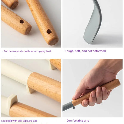 NEW Silicone Spatula Non Stick Pan Wooden Handle Silicone Vegetable Heat-resistant Silicone Cooking Spatula Spoon Kitchen tool