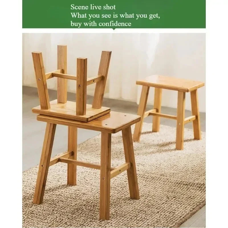 Thickened Nanzhu Mazar Stool Wooden Bench Small Stool Short Household Bathroom Portable and Simple