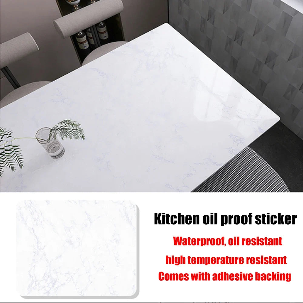 40cm New Marble Kitchen Oil-proof Wall Stickers Self-adhesive Stain-resistant High Temperature Kitchen Wallpaper Home Decorative