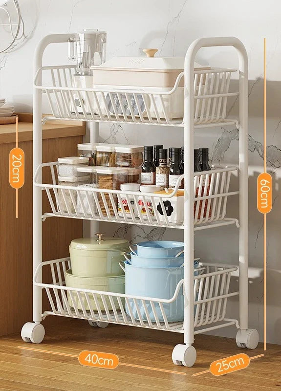 Slim Multi Tier Rolling Kitchen Trolley Organizer Cart Wheels Foldable Mobile Storage Rack Pantry Balcony Bedroom Living Room