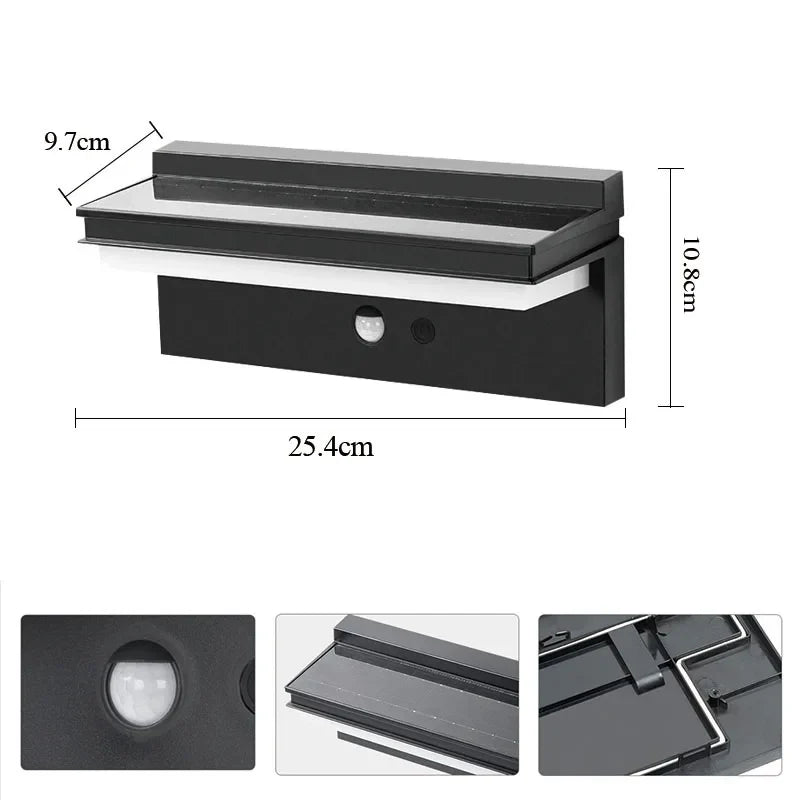 Outdoor Solar Wall Light LED energy conservation Waterproof  Motion Sensor wall lamp Courtyard Villa Fence Landscape Lighting