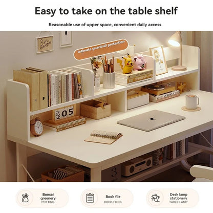 Computer Desk, Desktop, Home Bookshelf Integrated, Student Bedroom, Study Writing, Desk And Chair Combination, Simple Office Des