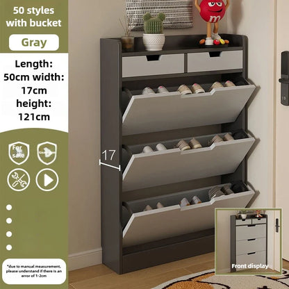 Tipping bucket shoe cabinet, outer entry shoe rack, balcony, entrance cabinet, living room large-capacity storage cabinet
