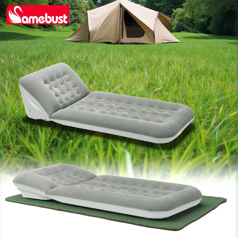 Camebust Inflatable Airbed, Adjustable Outdoor Camping Mattress, Thickened Flocked Pvc Material, Portable Travel Sleeping Pad