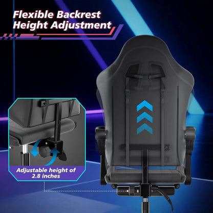 Gaming Chair for Adults, Ergonomic Computer Chair with Linkage Armrests,Height Adjustable Gamer Chair with Footrest and Headrest
