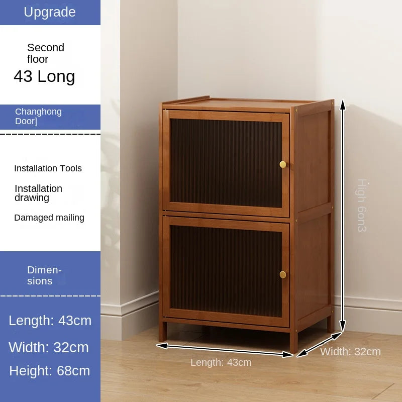 Bookcase with door, multi-layer storage rack, seam storage cabinet, living room display cabinet, bookshelf