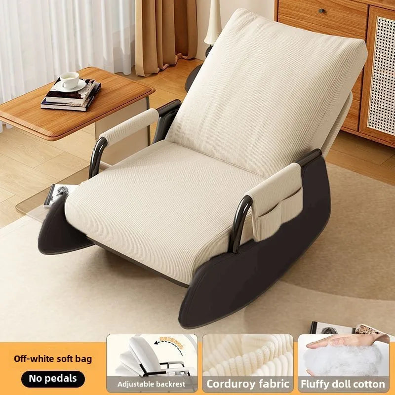 Reclining chair lunch break folding lazy sofa chair adults can sit reclining office nap chair balcony household rocking chair