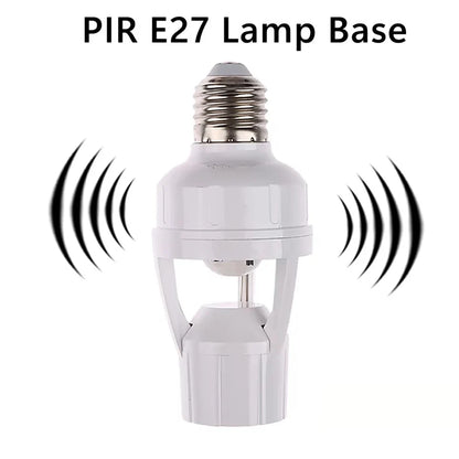 AC85-265V Socket Converter with 360 Degrees PIR Human Induction Motion Sensor LED E27 Lamp Base Intelligent Adjustable Switch