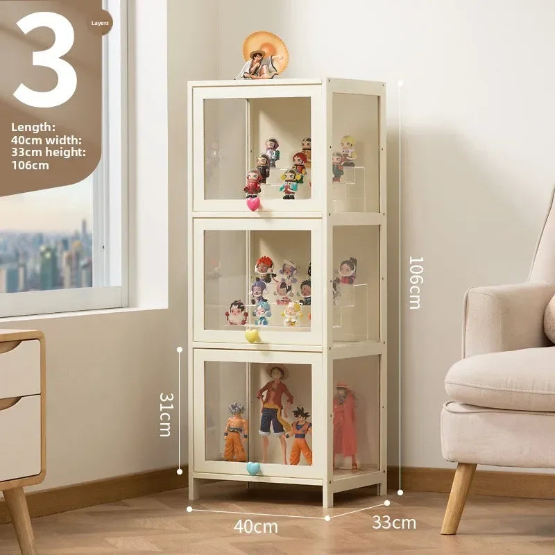 Figure Lego Display Cabinet Household Cream Wind Dustproof Acrylic Transparent Model Toy Blind Box Display Cabinet