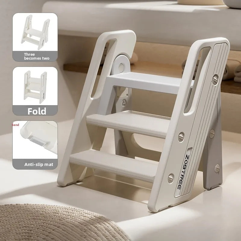 2 Step Foldable Ladder Stool Baby Kids Toddler Bathroom Sink Non Slip Portable Lightweight Escalera Madera Household Kitchen