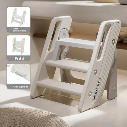 2 Step Foldable Ladder Stool Baby Kids Toddler Bathroom Sink Non Slip Portable Lightweight Escalera Madera Household Kitchen