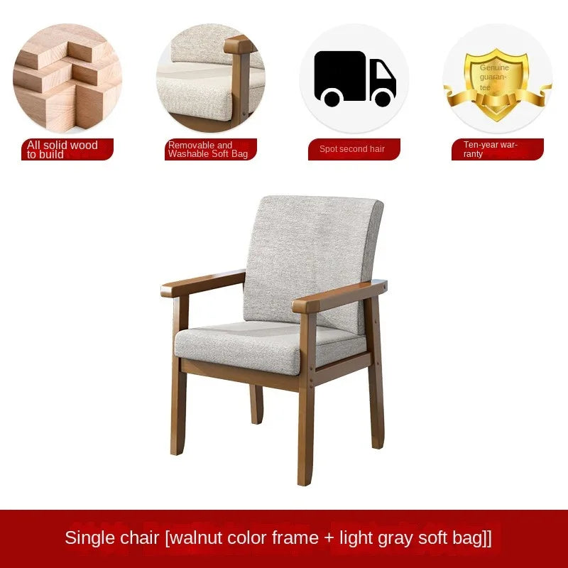 Solid wood chair single sofa chair computer desk chair home comfortable backrest armchair sitting mahjong elderly chair