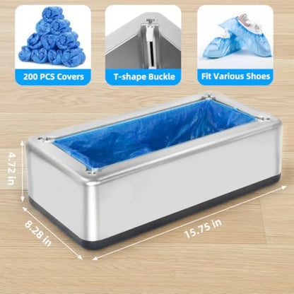 Shoe Covers Dispenser with 200pcs Disposable Shoe Covers Non Slip Automatic Shoe Cover Machine Fits Size Up to 11 US Men for Ho