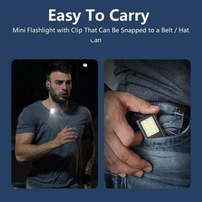 EDC Flashlight Keychain Light  Super Bright With Pen Clip Mini LED Flashlight, USB Charging Port Emergency Work Camping Light