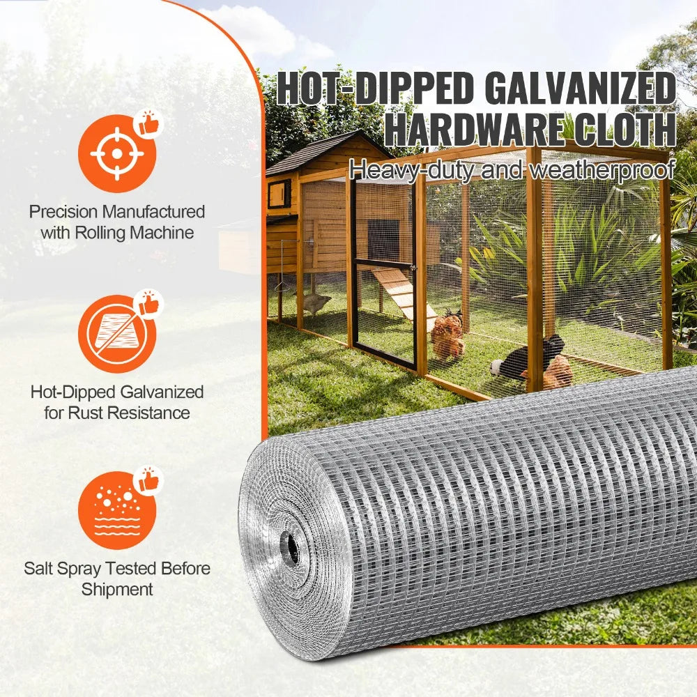 Hardware Cloth 36" 48" x 50'/100' Wire Mesh Roll Chicken Fence 1/2" 19 Ga