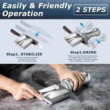 Aluminum Alloy Premium Knife Sharpener Roller–Magnetic Multi Sharpening Stone for Effortless Precision Edges|Durable&Ultra-Fast