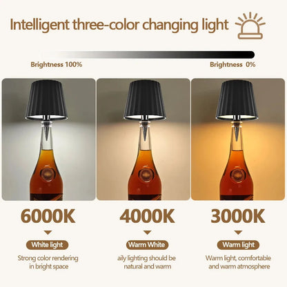 Wine Bottle LED Wireless Table Lamp 2000mAh 7 Colors Dimmable RGB USB Rechargeable Dining Table Lights Beverage Lamp Top touch
