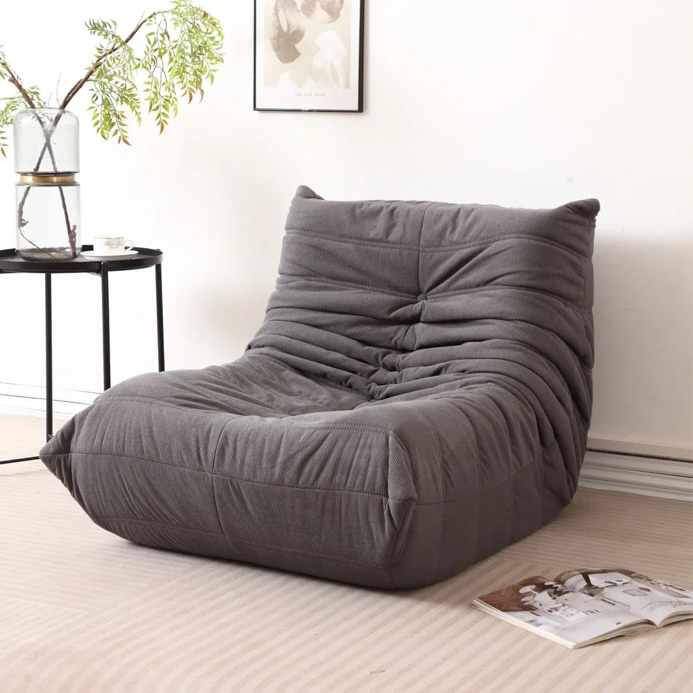 Lazy Sofa, Caterpillar Sofa | Classic Grey Sponge-Filled, Living Room Ready, No Electricity Needed