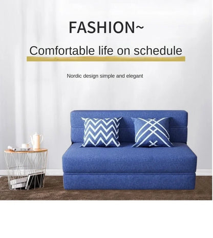 Folding sofa bed dual-purpose small apartment living room bedroom tatami rental house lazy sofa accompanying bed anti-fall pad