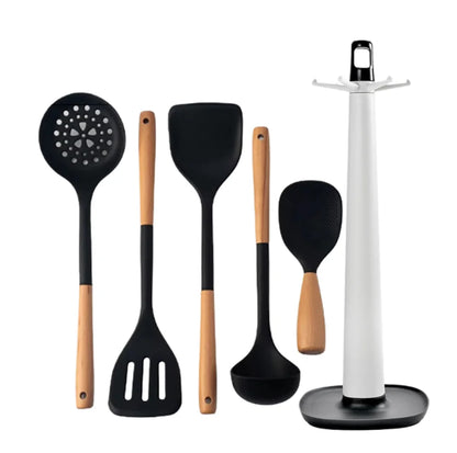 NEW Silicone Spatula Non Stick Pan Wooden Handle Silicone Vegetable Heat-resistant Silicone Cooking Spatula Spoon Kitchen tool