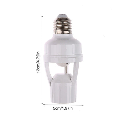 AC85-265V Socket Converter with 360 Degrees PIR Human Induction Motion Sensor LED E27 Lamp Base Intelligent Adjustable Switch