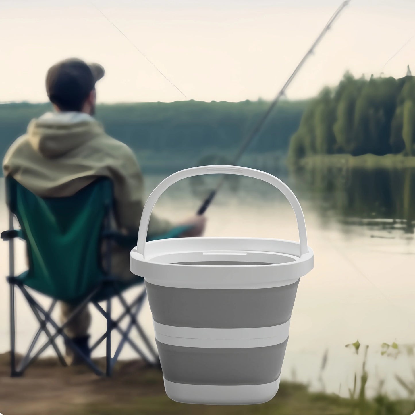10L Collapsible Water Bucket with Handle Portable Foldable Pail for Fishing, Camping Travel, Easy Storage for Outdoor Daily Use