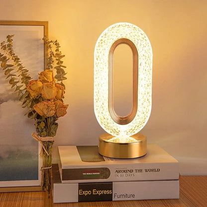 Touch Control 3D Crystal Track Night Light Girls Room Home Decor Aesthetics USB Bedside LED Ambient Table 3D Moon Lamp