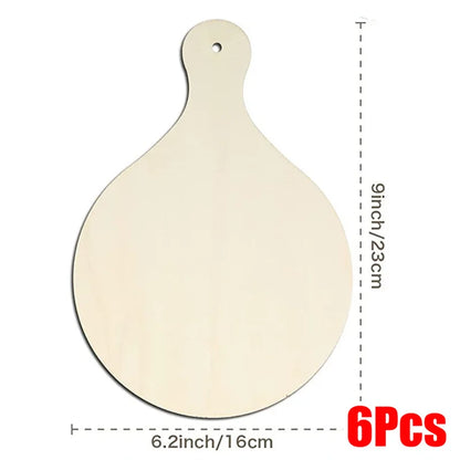 3/6/10Pcs Wooden Cutting Board Craft with Handle Wooden Chopping Board Unfinished Round Charcuterie Cheese Boards for Christmas