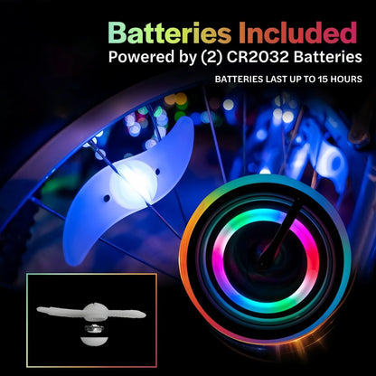 2 Pcs LED Bike Wheel Lights, 2-Pack - Color Changing & Color Select Modes - Light Up Your Spokes - Morph Through Rainbow Colors