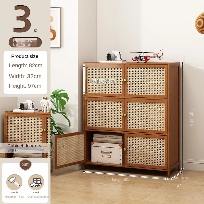 Bookcase with door, multi-layer storage rack, seam storage cabinet, living room display cabinet, bookshelf