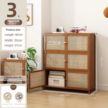Bookcase with door, multi-layer storage rack, seam storage cabinet, living room display cabinet, bookshelf