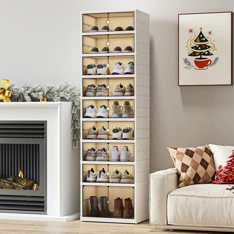 Home dust-proof shoe cabinet, no installation required, foldable transparent folding shoe box, large capacity shoe storage box
