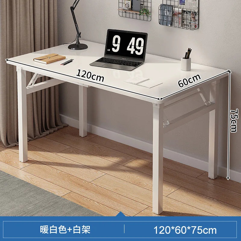 Walnut Rectangular Folding Computer Desk Portable Space Saving Office Study Classroom Training Home Use Household Furniture