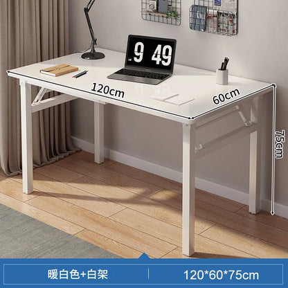 Walnut Rectangular Folding Computer Desk Portable Space Saving Office Study Classroom Training Home Use Household Furniture