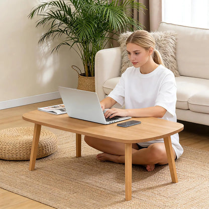 Rectangular Wooden Foldable Coffee Sofa Table Tatami Tea Table with Folding Legs Portable Laptop Desk for Home Office Balcony
