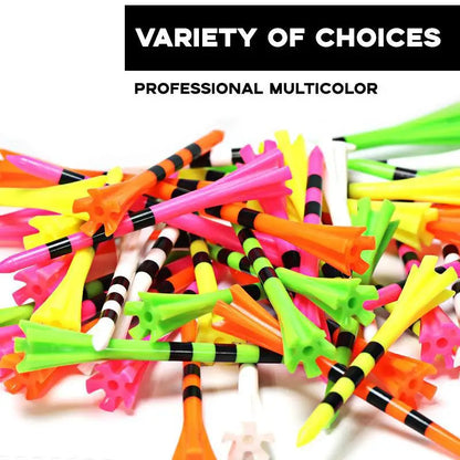 50pcs Golf Tees Plastic Stripe 5 Claws Tee Random Colors Accessories Sport TE001-Y